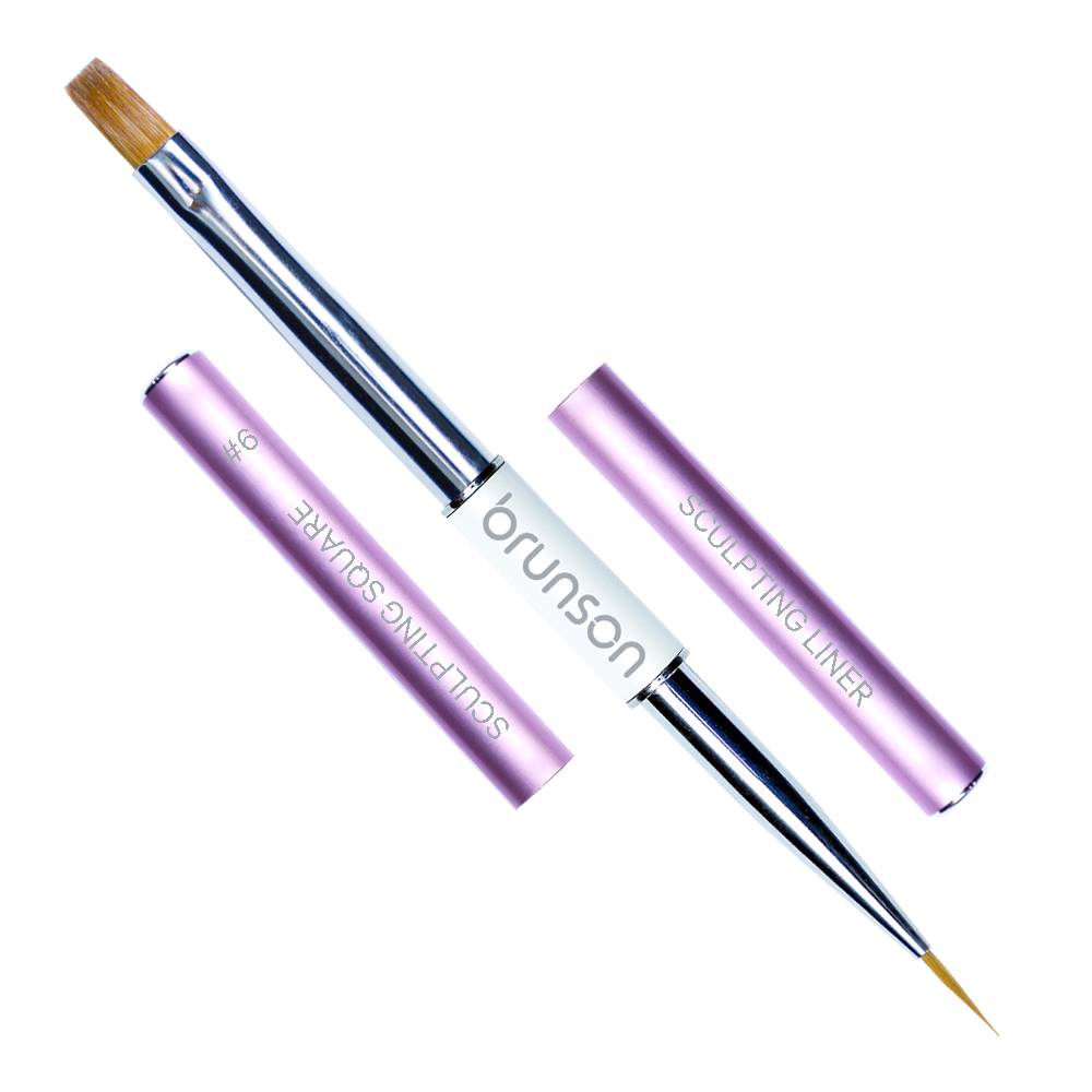 Nail Art Brushes 2in 1 Sculpting Square & Sculpting Liner #6 NABSLS6