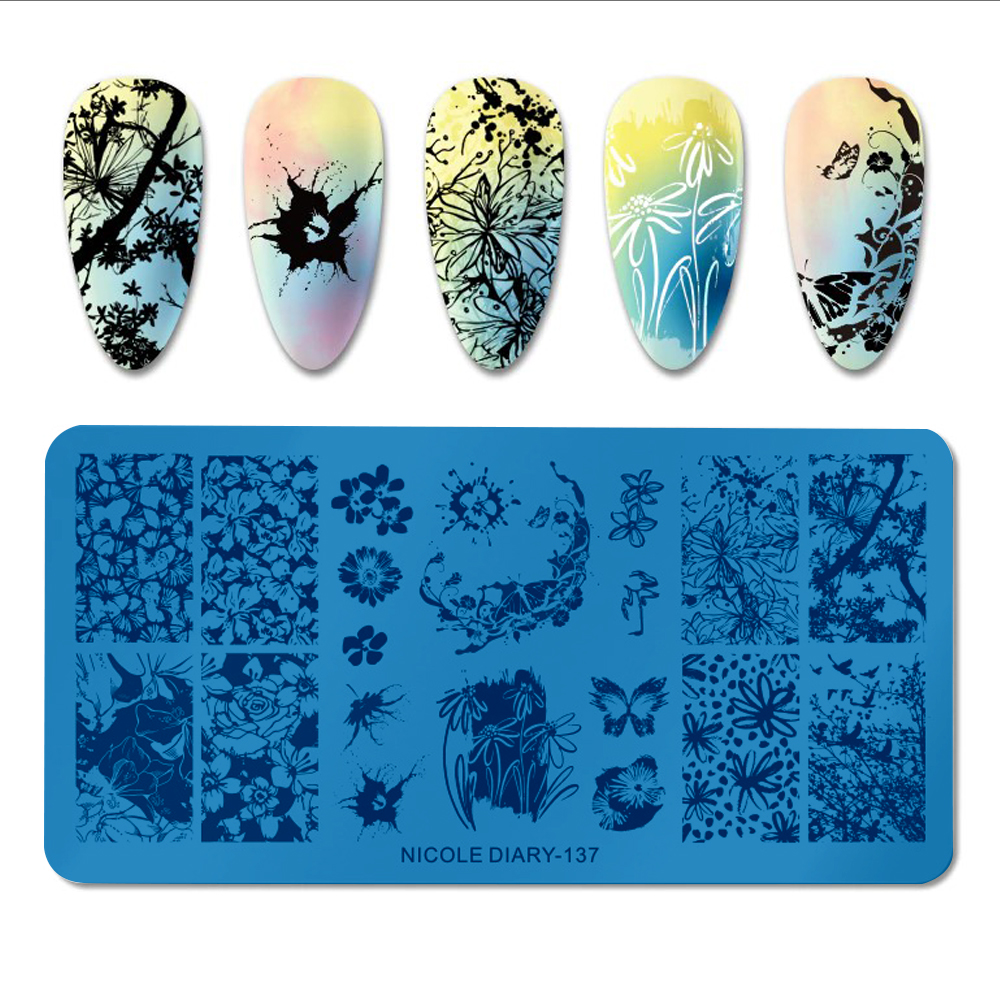 Nail Plates Nail Stamp Templates Metal Manicure Stencils Nail Art Stamping Image Plates for Nail Salon DIY Decoration MEDIUM NSP