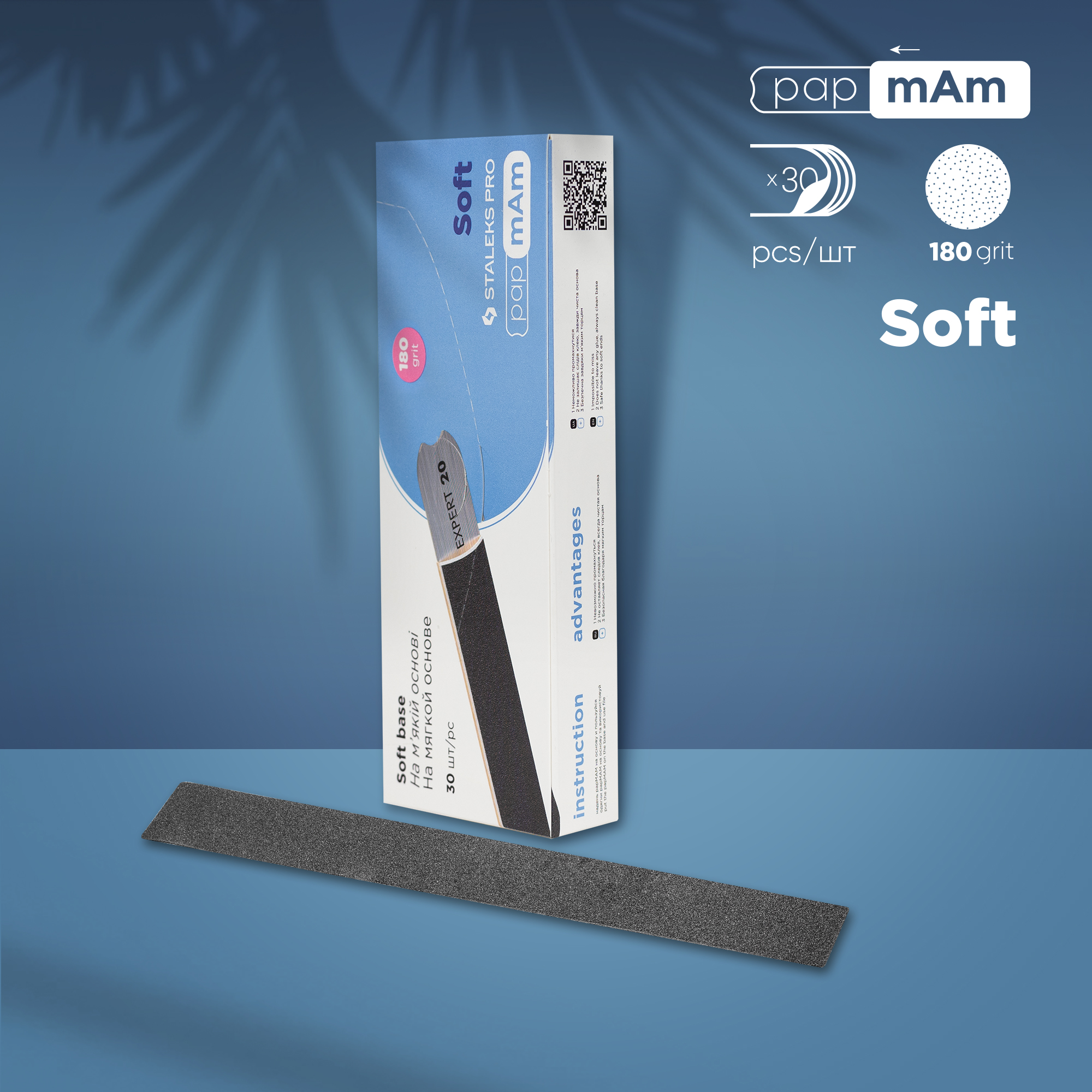 Disposable papmAm files for straight nail file (soft base) EXPERT 20 180 grit DFCE-20-180