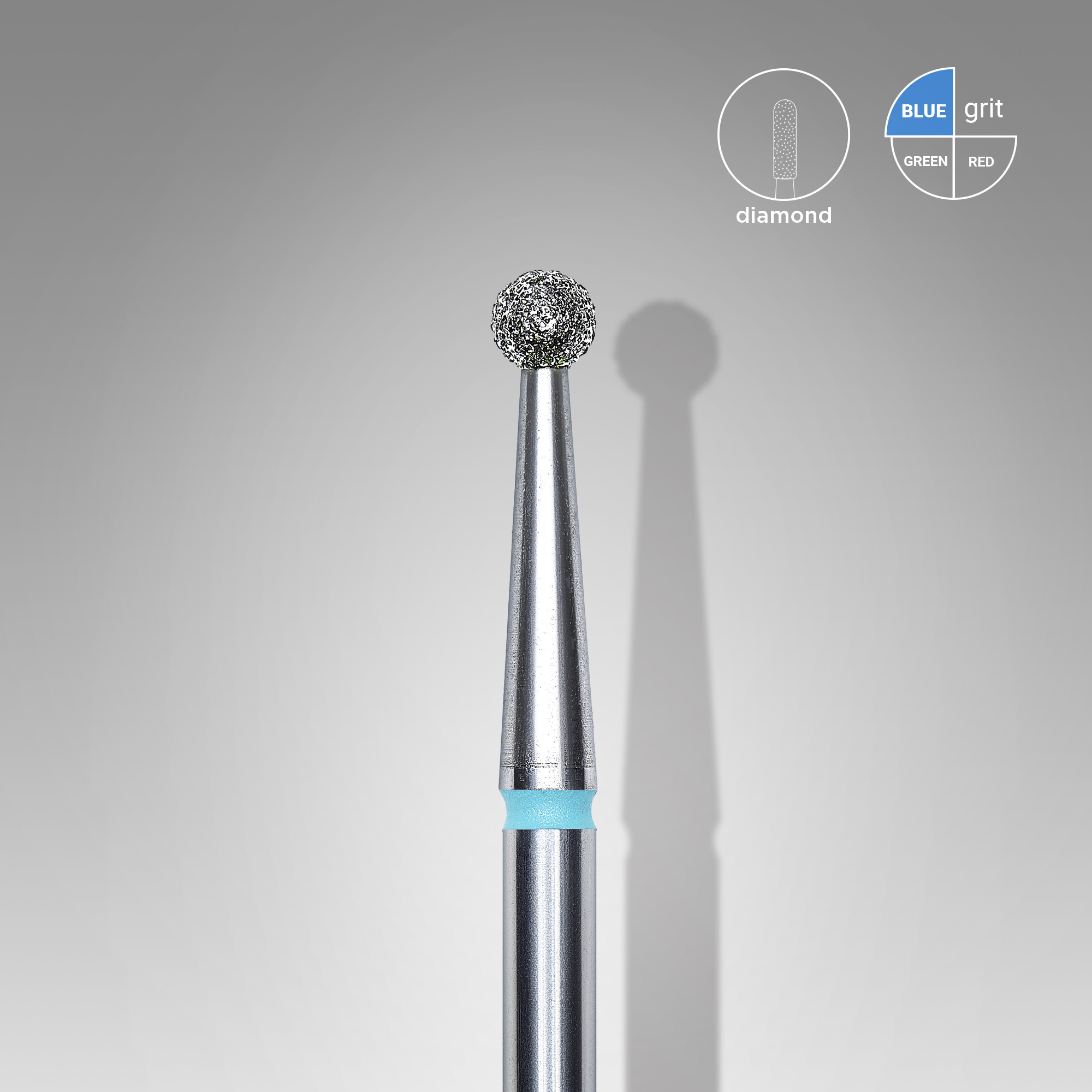 Diamond nail drill bit, "ball", blue, head diameter 2.5 mm  FA01B025 (S32)