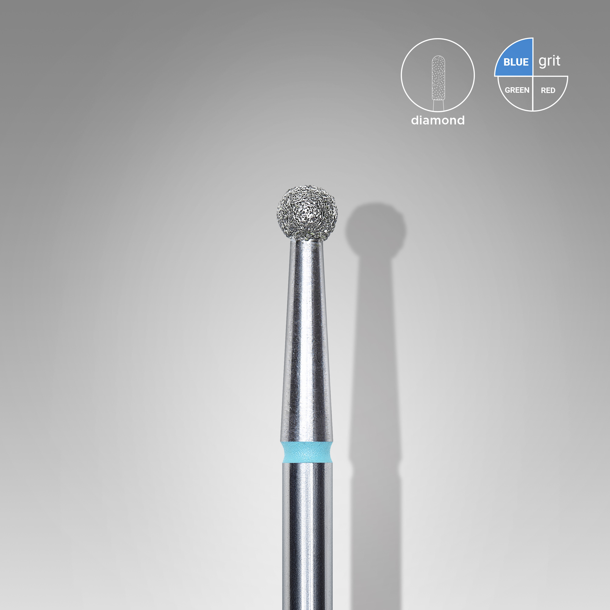Diamond nail drill bit, "ball", blue, head diameter 2.7 mm  FA01B027 (S33)
