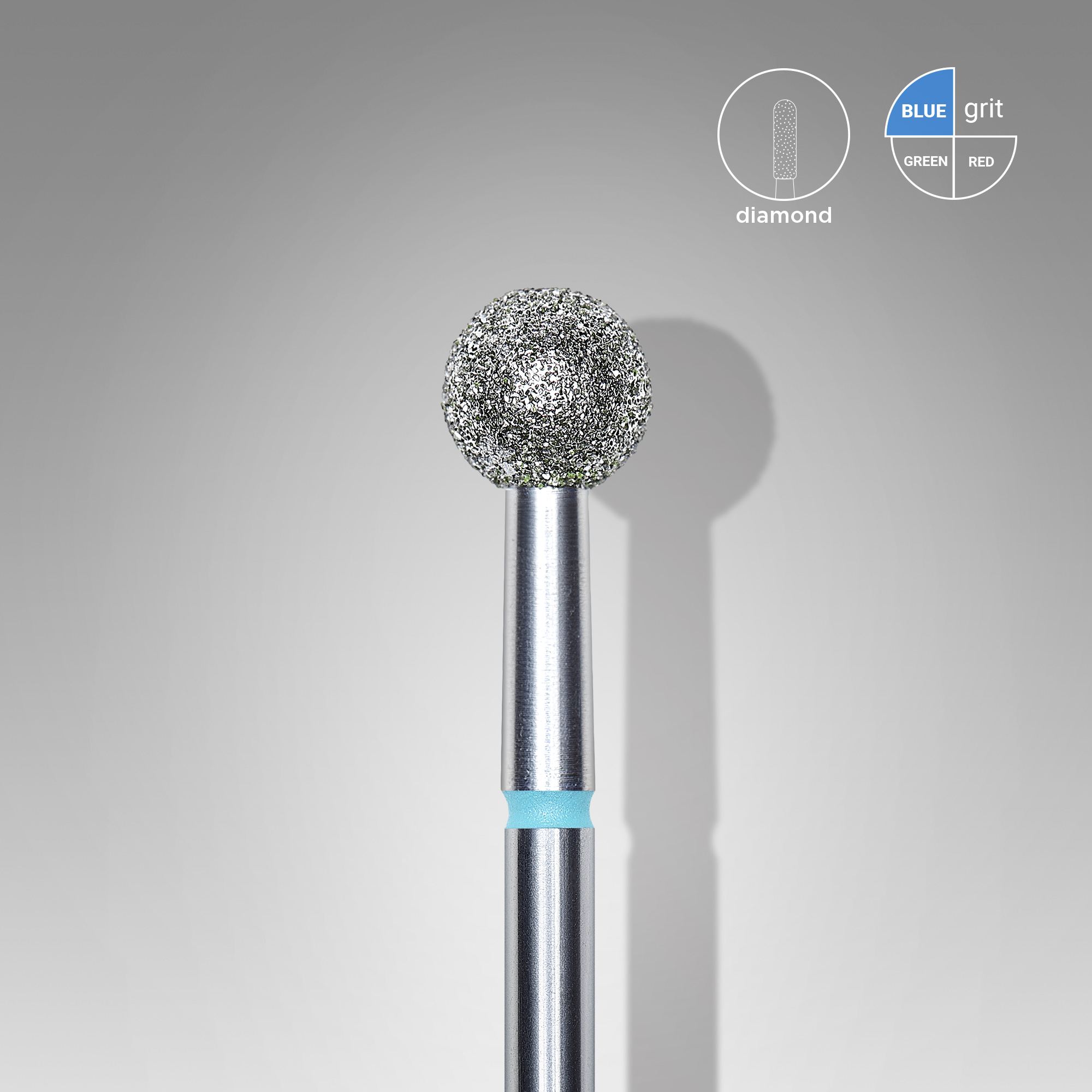 Diamond nail drill bit, "ball", blue, head diameter 5 mm  FA01B050