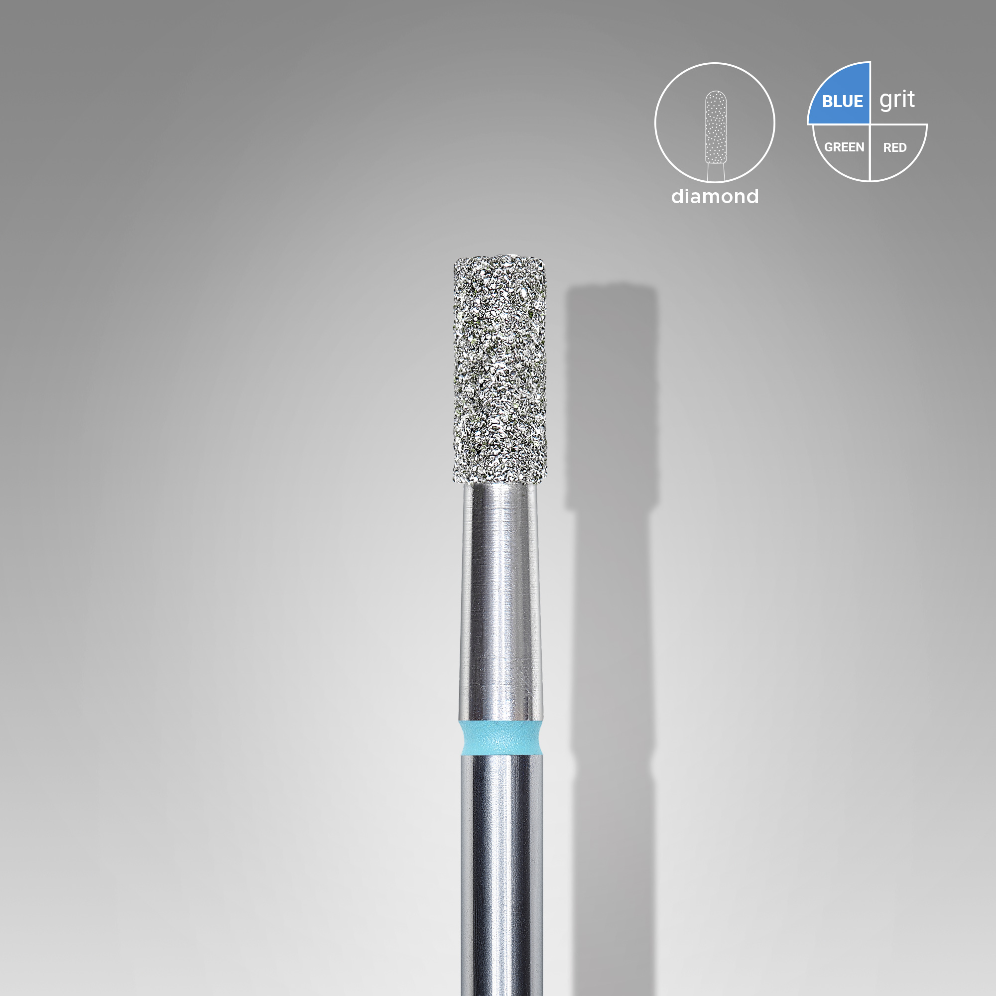 Diamond nail drill bit, "cylinder", blue, head diameter 2.5 mm/ working part 6 mm  FA20B025/6 (S25)