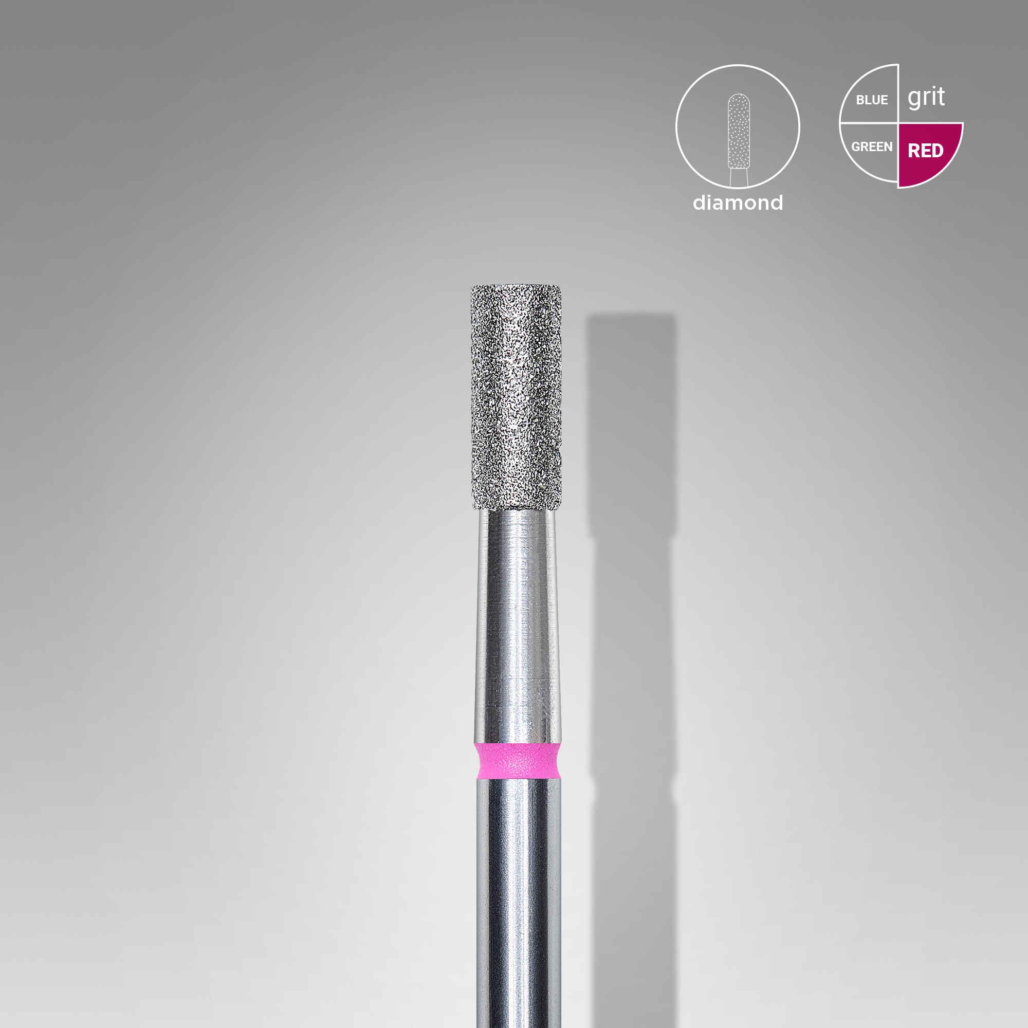 Diamond nail drill bit, "cylinder", red, head diameter 2.5 mm/ working part 6 mm  FA20R025/6 (S30)