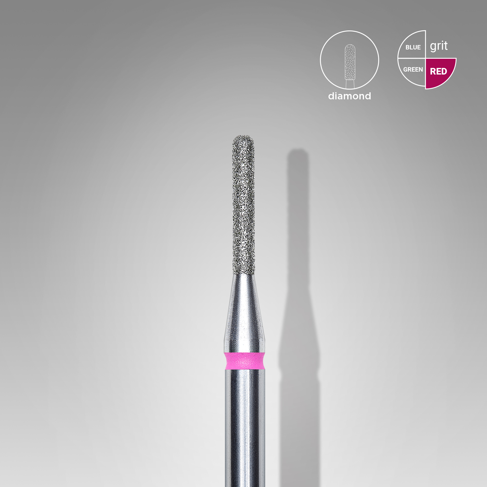 Diamond nail drill bit, rounded "cylinder", red, head diameter 1.4 mm/ working part 8 mm  FA30R014/8 (S20)