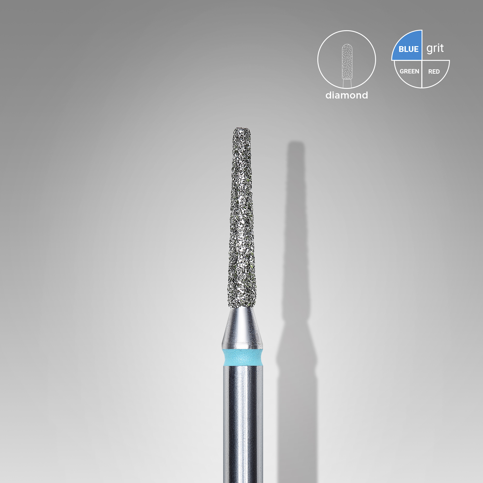 Diamond nail drill bit, "frustum", blue, head diameter 1.6 mm/ working part 10 mm  FA70B016/10 (S02)