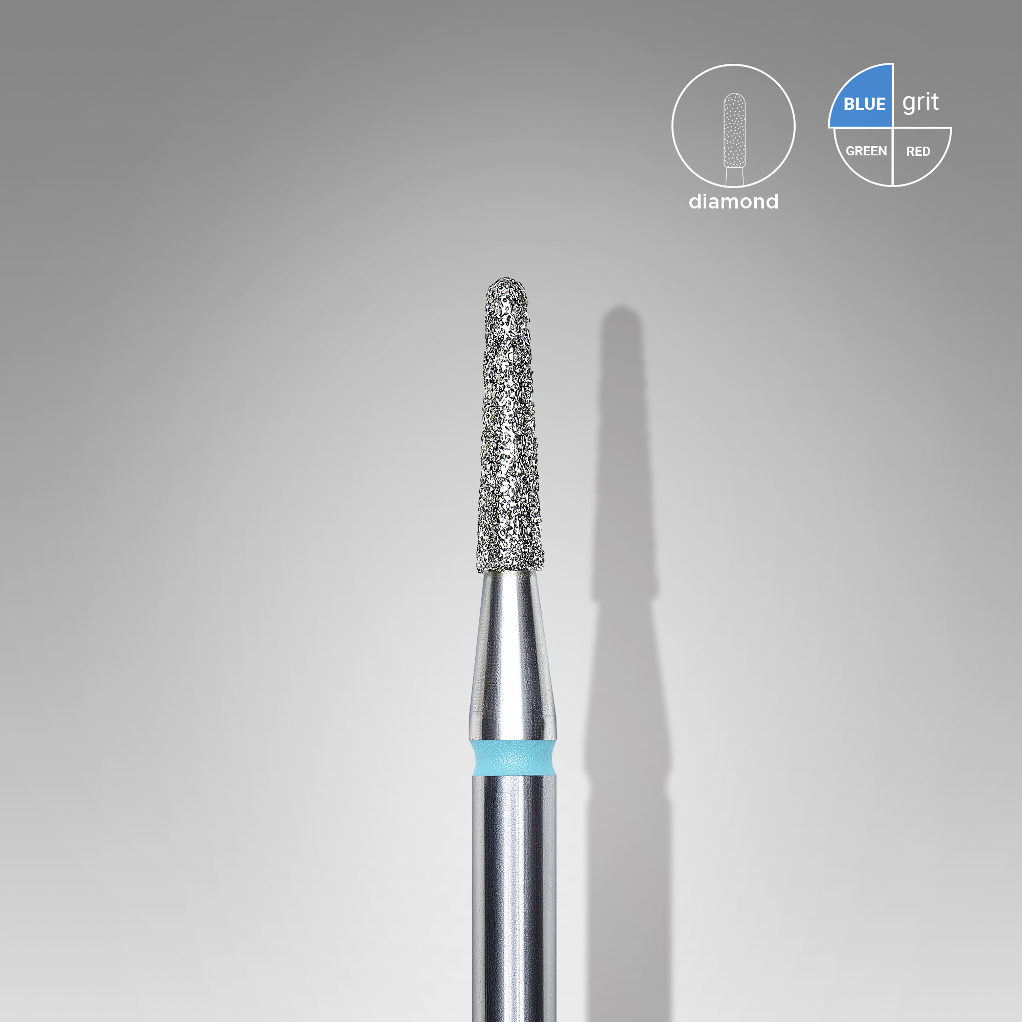 Diamond nail drill bit, "frustum", blue, head diameter 1.8 mm/ working part 8 mm  FA70B018/8 (S06)