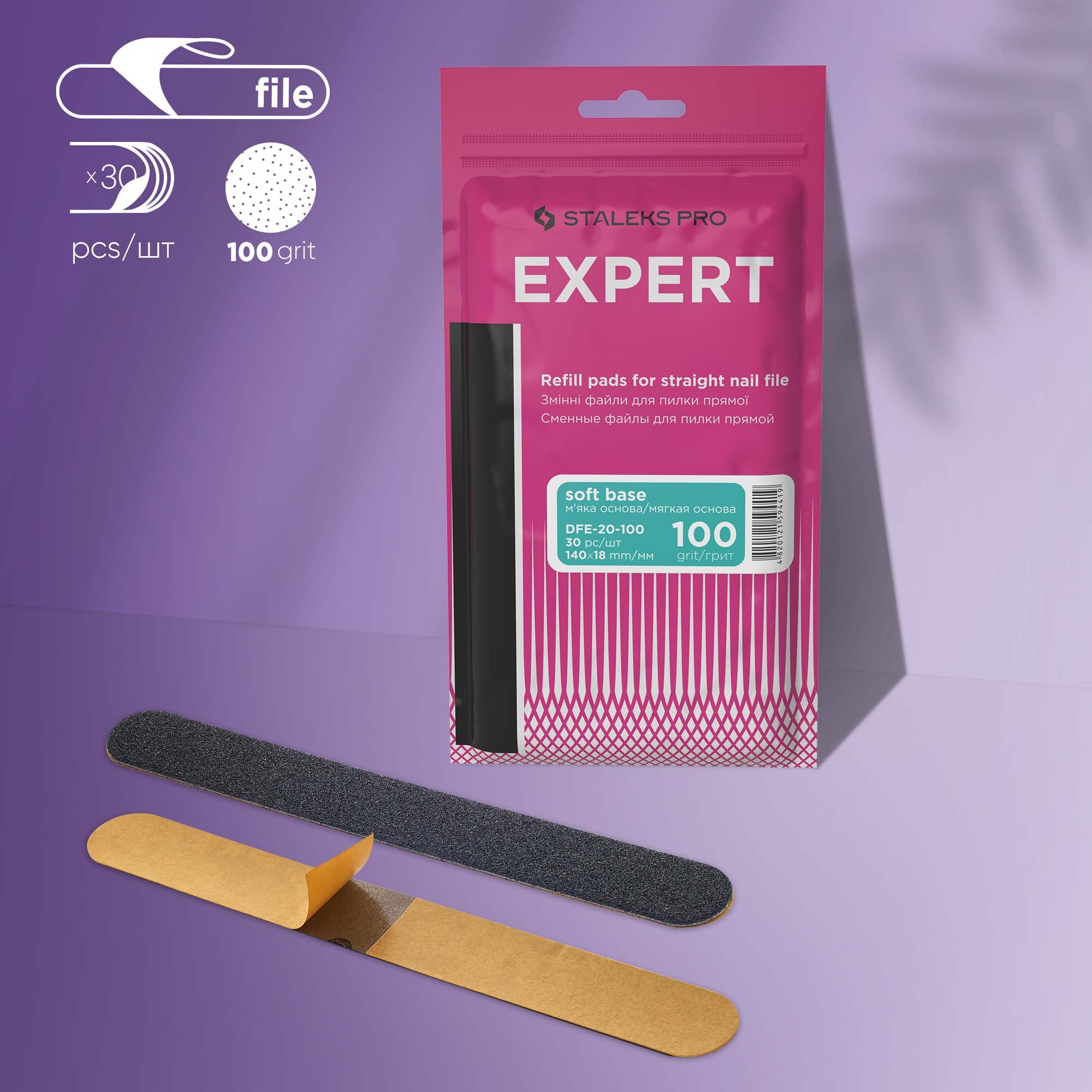 Replaceable abrasive kit for straight file EXPERT 20 100 grit DFE-20-100