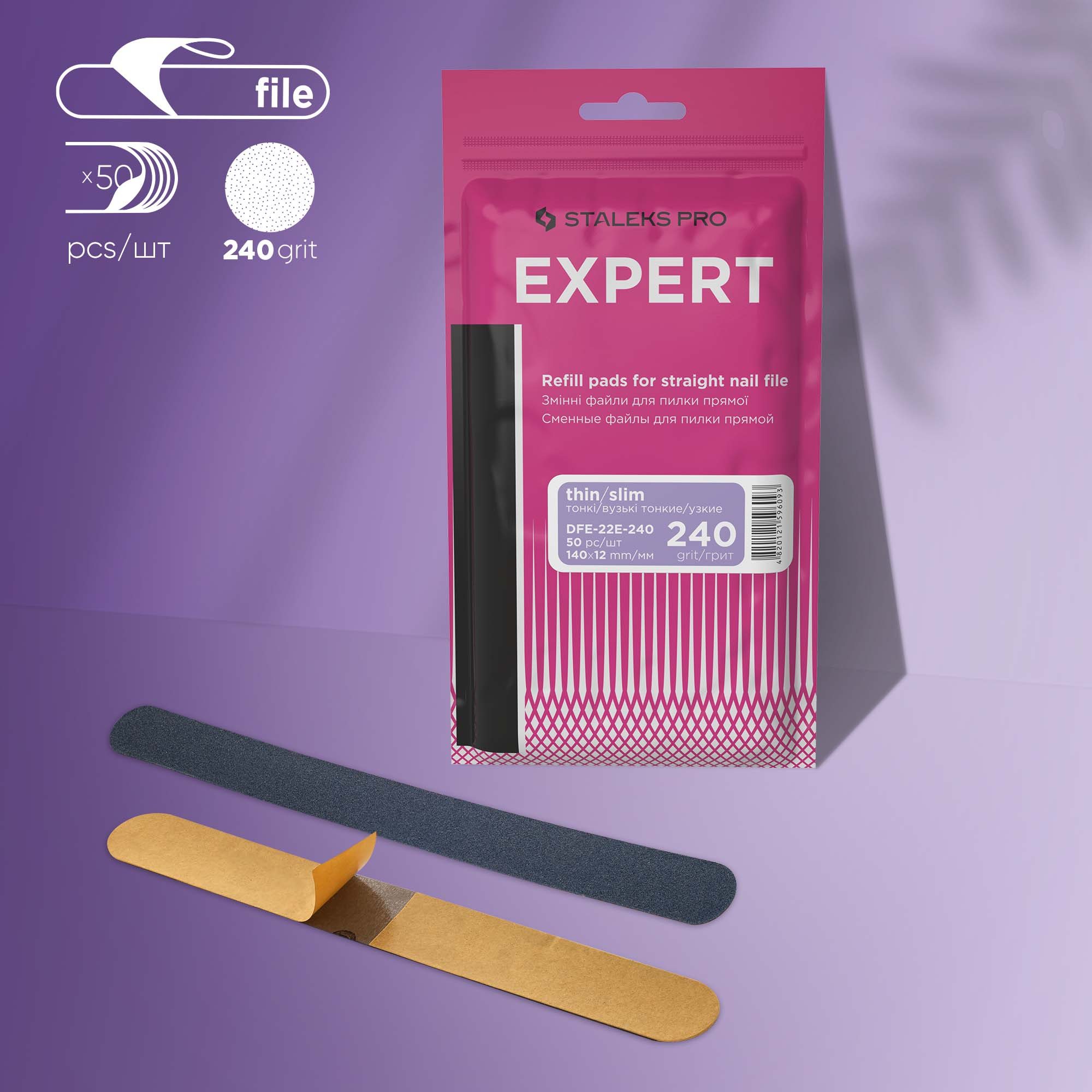 Replaceable abrasive kit for straight narrow file EXPERT 22E 240 grit DFE-22E-240