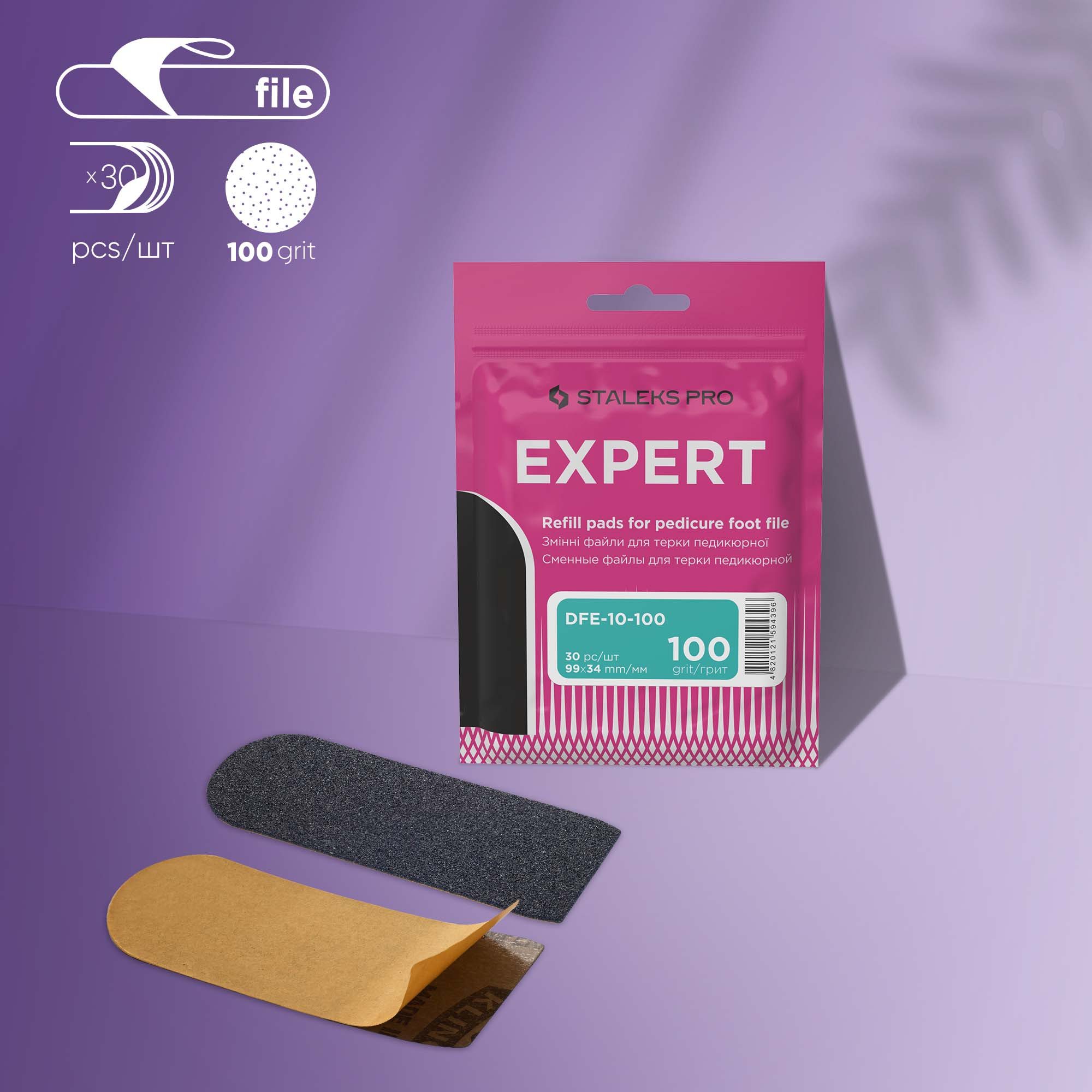 Replaceable abrasive kit for pedicure rasps EXPERT 10 100 grit DFE-10-100