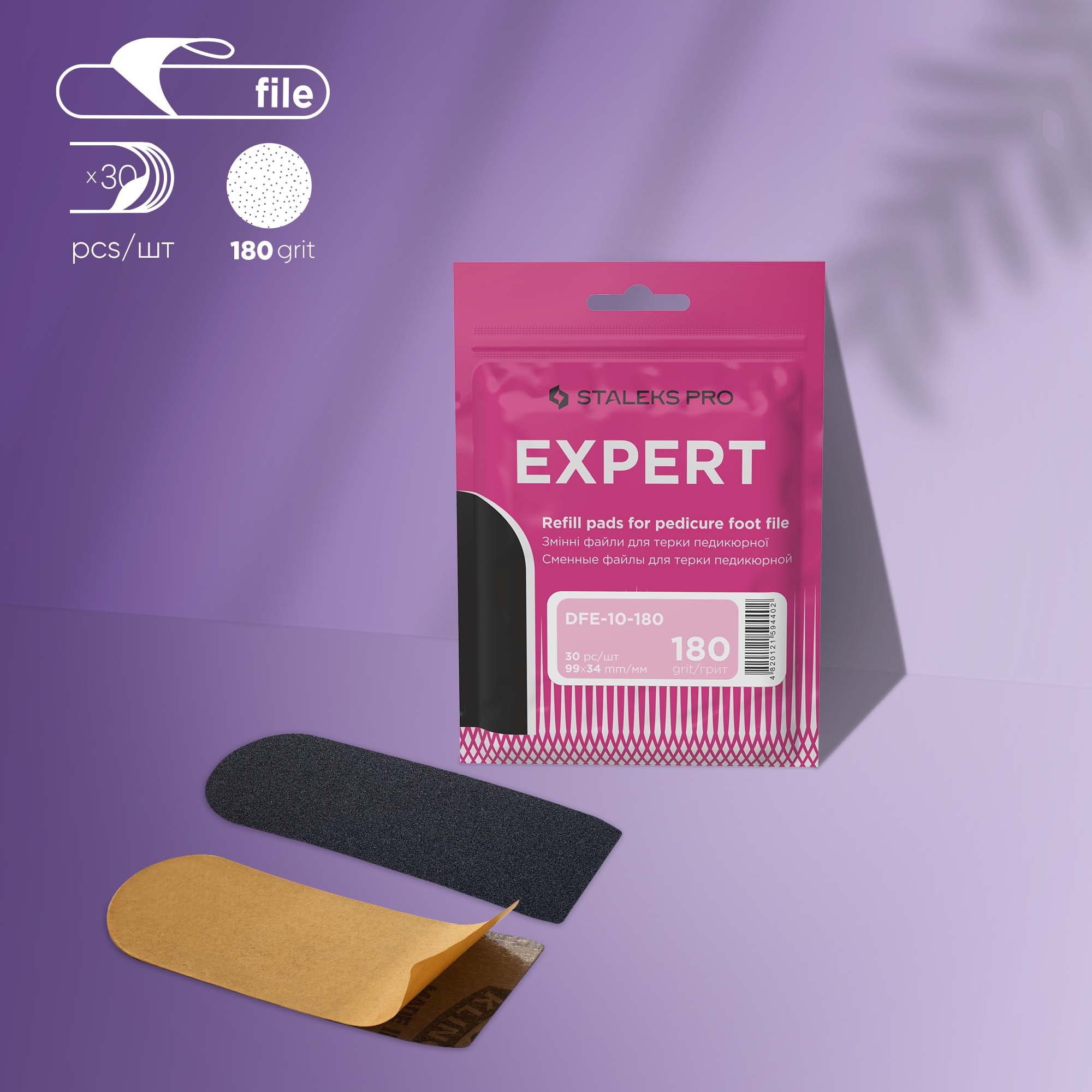 Replaceable abrasive kit for pedicure rasps EXPERT 10 180 grit DFE-10-180