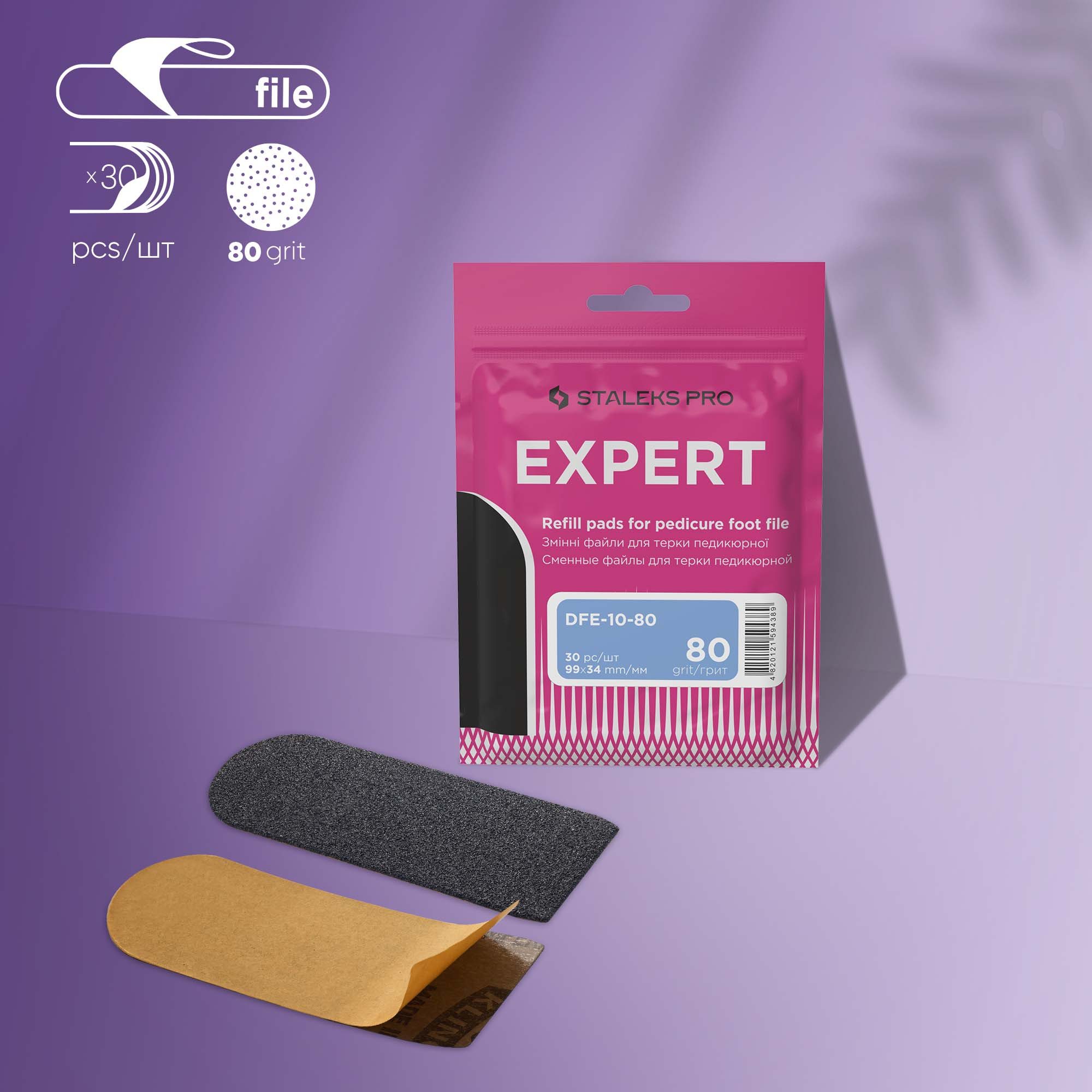 Replaceable abrasive kit for pedicure rasps EXPERT 10 80 grit DFE-10-80