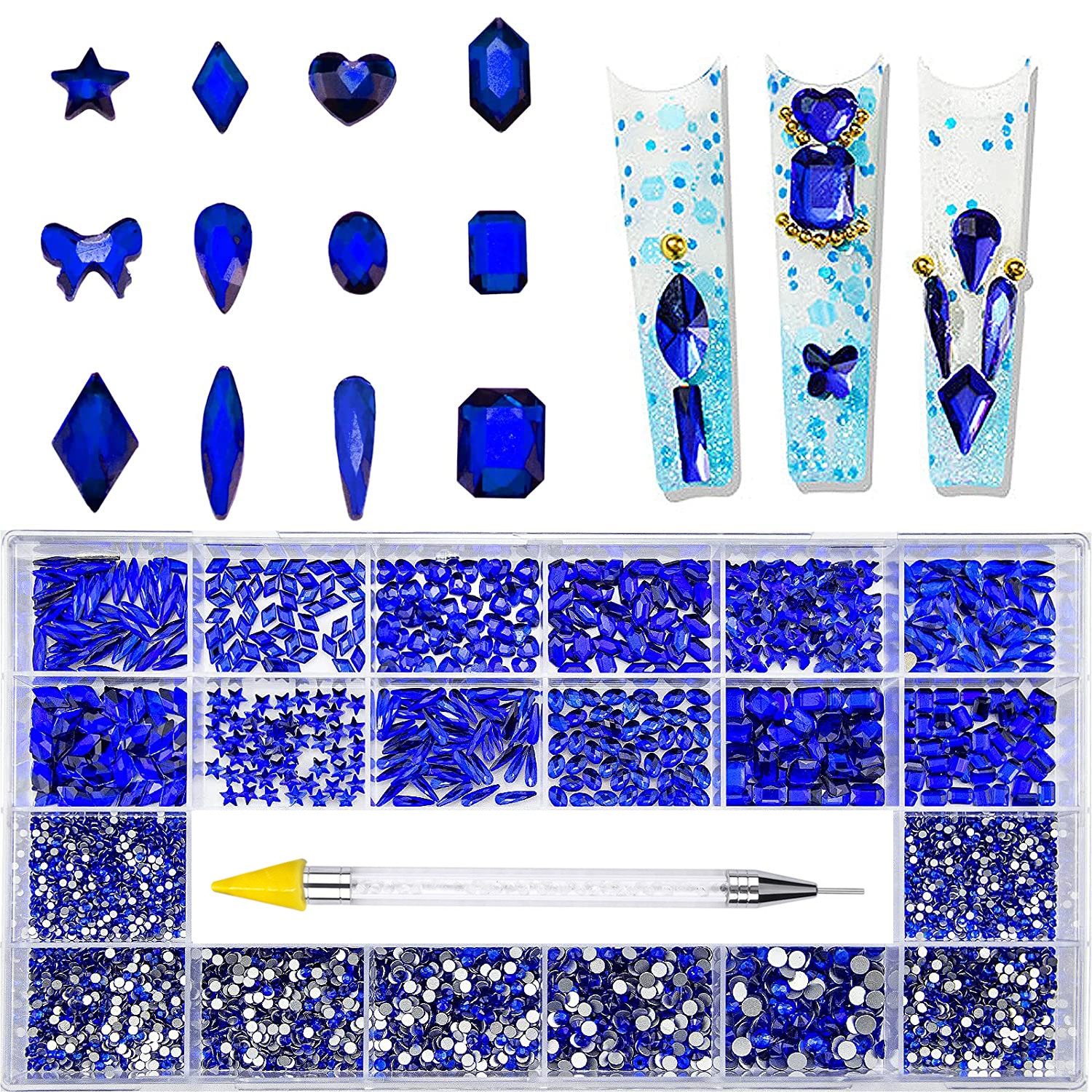 21 Grid Glass Rhinestone Diamond Stickers for Nails Art Decorations Fashion DIY Nail Rhinestones Manicure Accessories With Drill Pen  BBEDNAS (Copy)