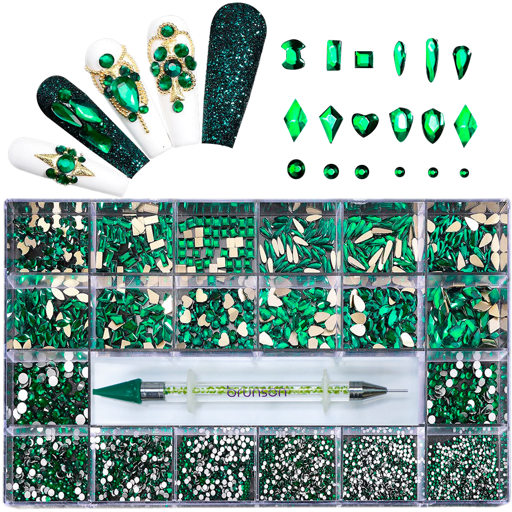 21 Grid Glass Rhinestone Diamond Stickers for Nails Art Decorations Fashion DIY Nail Rhinestones Manicure Accessories With Drill Pen BGNAS