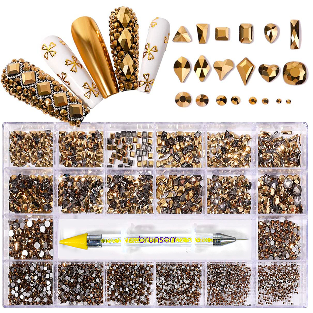 21 Grid Glass Rhinestone Diamond Stickers for Nails Art Decorations Fashion DIY Nail Rhinestones Manicure Accessories With Drill Pen BENAS