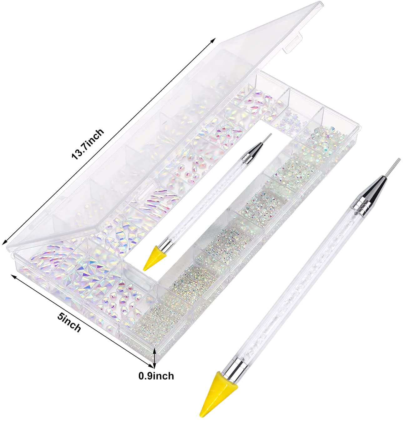 21 Grid Glass Rhinestone Diamond Stickers for Nails Art Decorations Fashion DIY Nail Rhinestones Manicure Accessories With Drill Pen