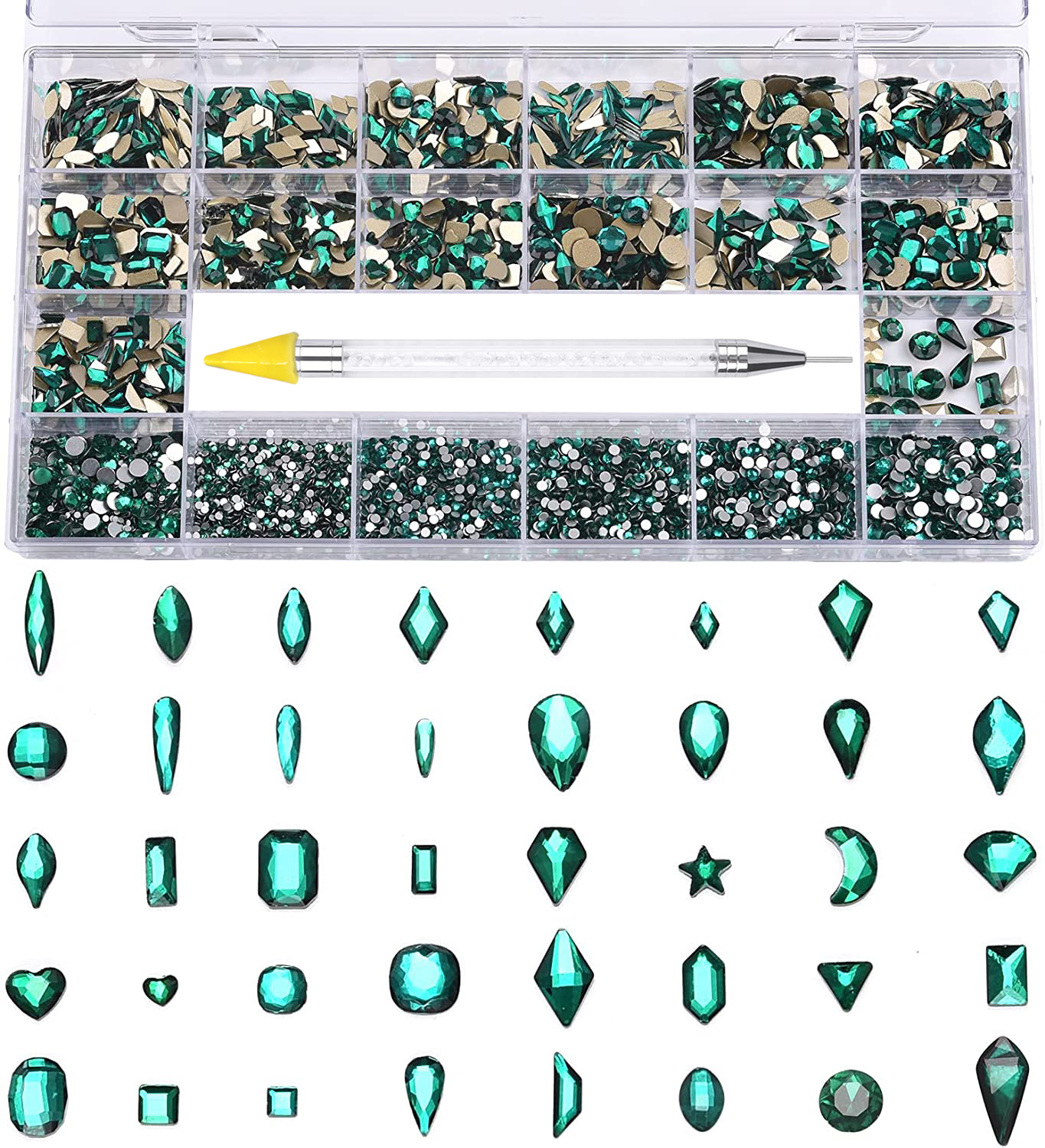 21 Grid Glass Rhinestone Diamond Stickers for Nails Art Decorations Fashion DIY Nail Rhinestones Manicure Accessories With Drill Pen