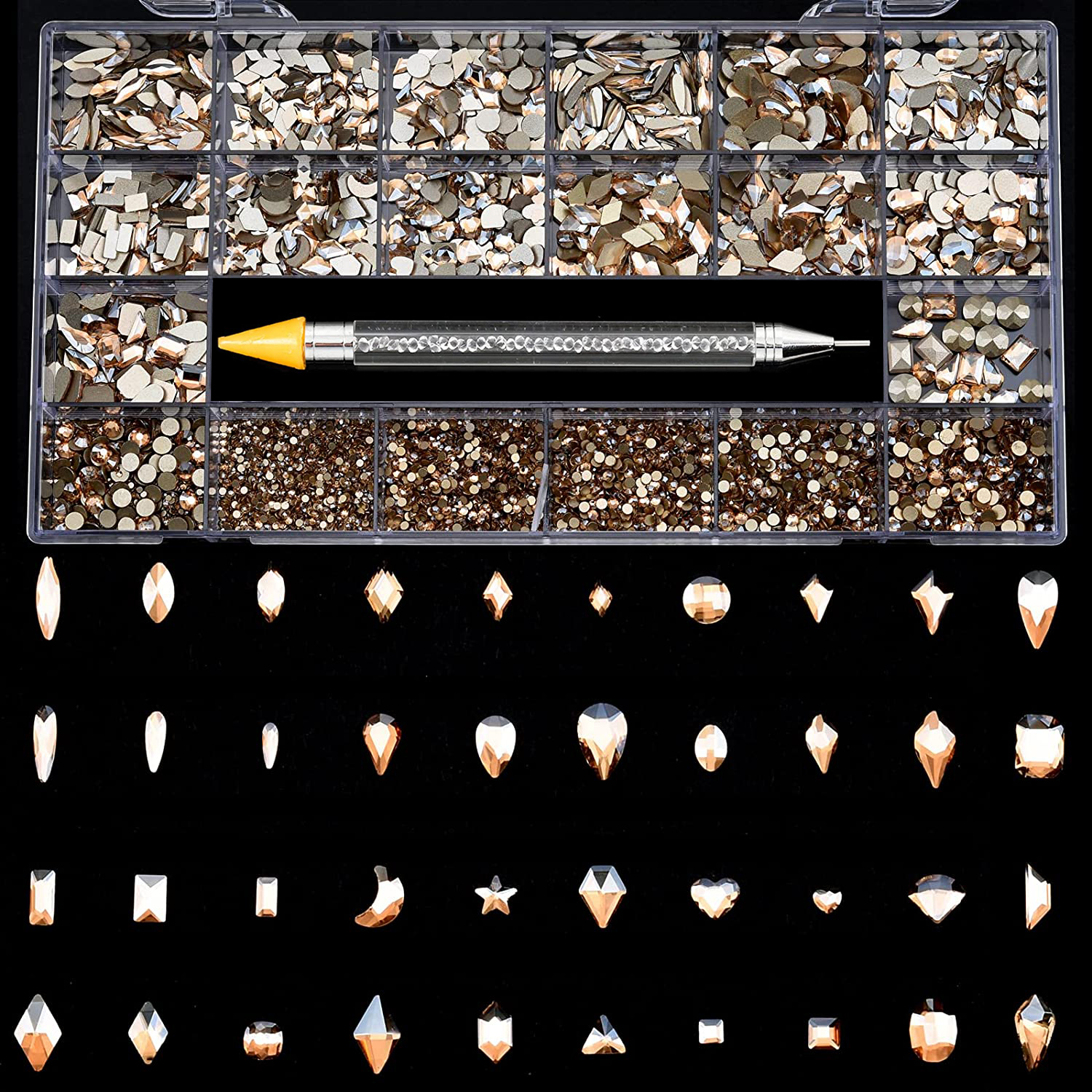 21 Grid Glass Rhinestone Diamond Stickers for Nails Art Decorations Fashion DIY Nail Rhinestones Manicure Accessories With Drill Pen BDRS03