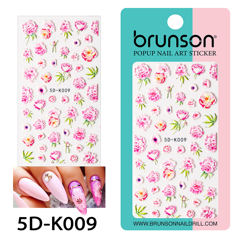 Flower Nail Art Sticker Decals 5d Exquisite Embossed Nail Art Supplies Self-Adhesive Nail Art Decoration - 5D-k009