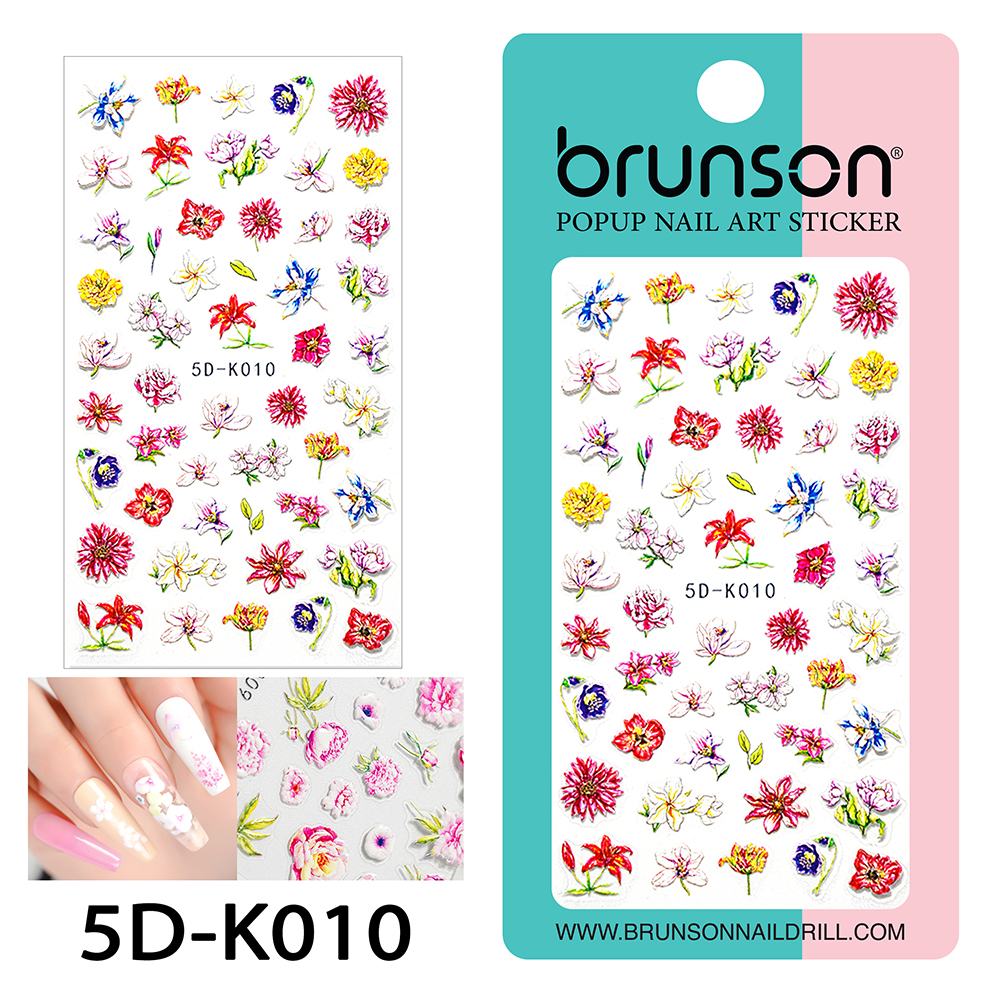Flower Nail Art Sticker Decals 5d Exquisite Embossed Nail Art Supplies Self-Adhesive Nail Art Decoration - 5D-k010