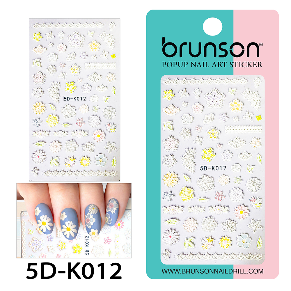 Flower Nail Art Sticker Decals 5d Exquisite Embossed Nail Art Supplies Self-Adhesive Nail Art Decoration - 5D-k012