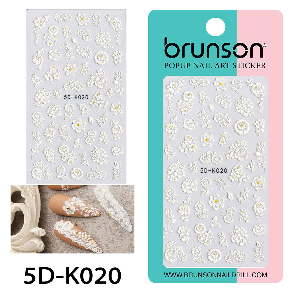Flower Nail Art Sticker Decals 5d Exquisite Embossed Nail Art Supplies Self-Adhesive Nail Art Decoration - 5D-k020