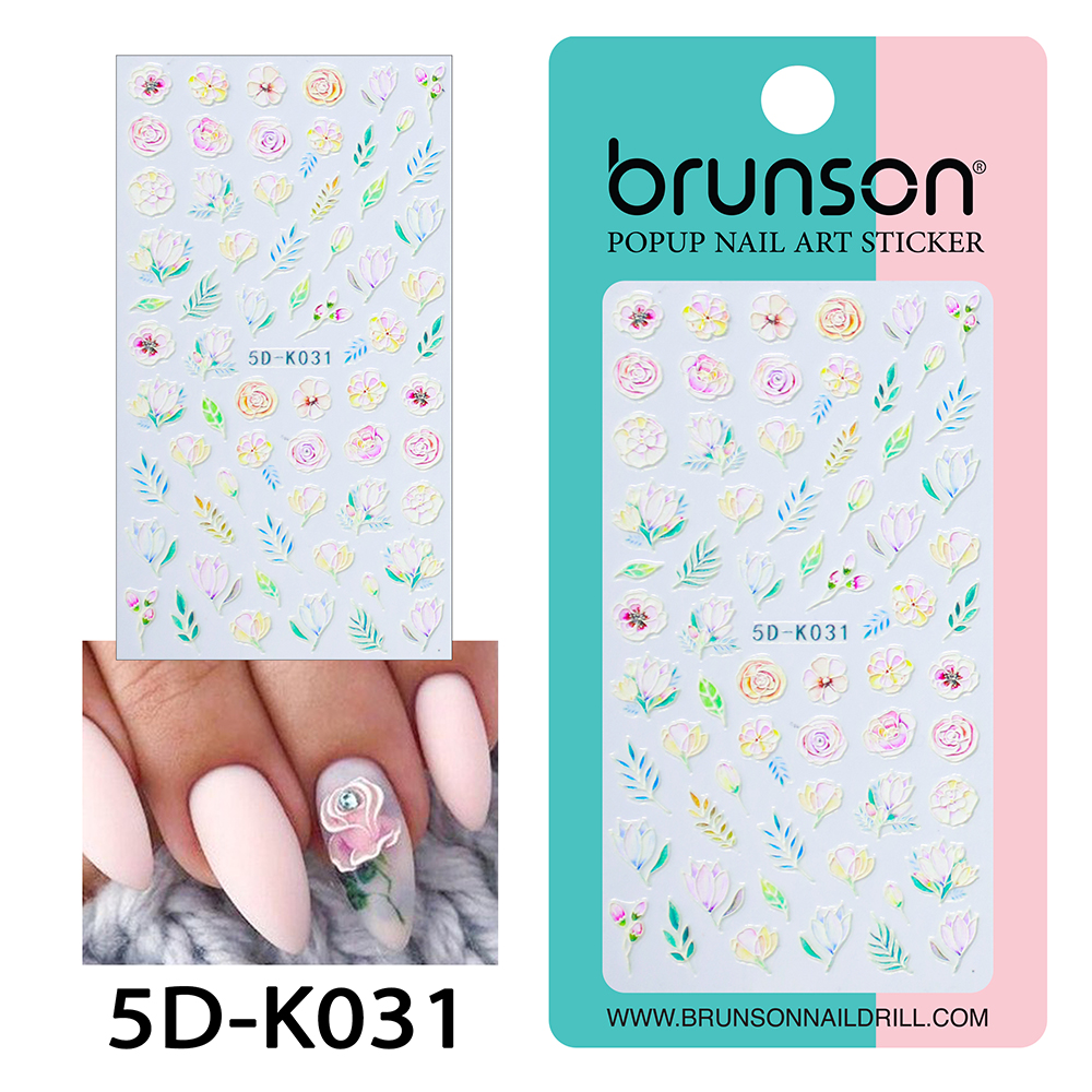 Flower Nail Art Sticker Decals 5d Exquisite Embossed Nail Art Supplies Self-Adhesive Nail Art Decoration - 5D-k031