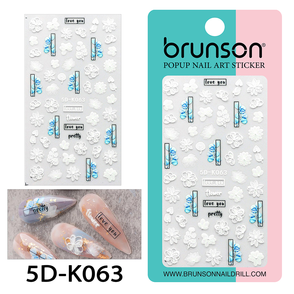 Flower Nail Art Sticker Decals 5d Exquisite Embossed Nail Art Supplies Self-Adhesive Nail Art Decoration - 5D-k063