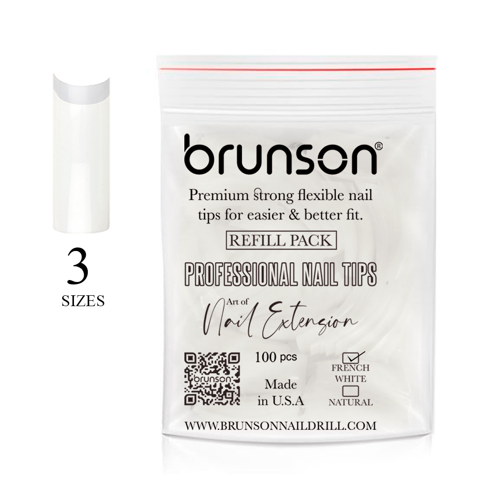 Brunson Classic French Natural Professional Nail Tips Refill Pack 100pcs Size 3 CLFCN3