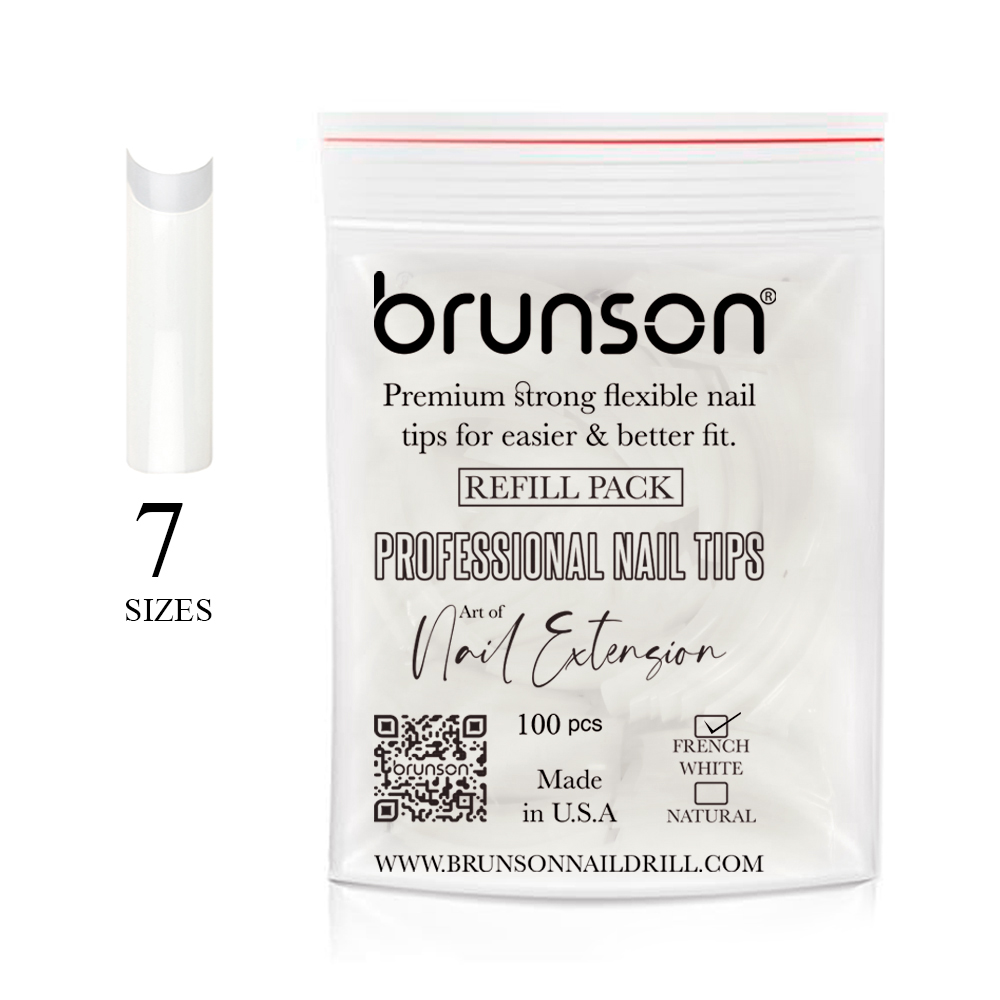 Brunson Classic French Natural Professional Nail Tips Refill Pack 100pcs Size 7 CLFCN7