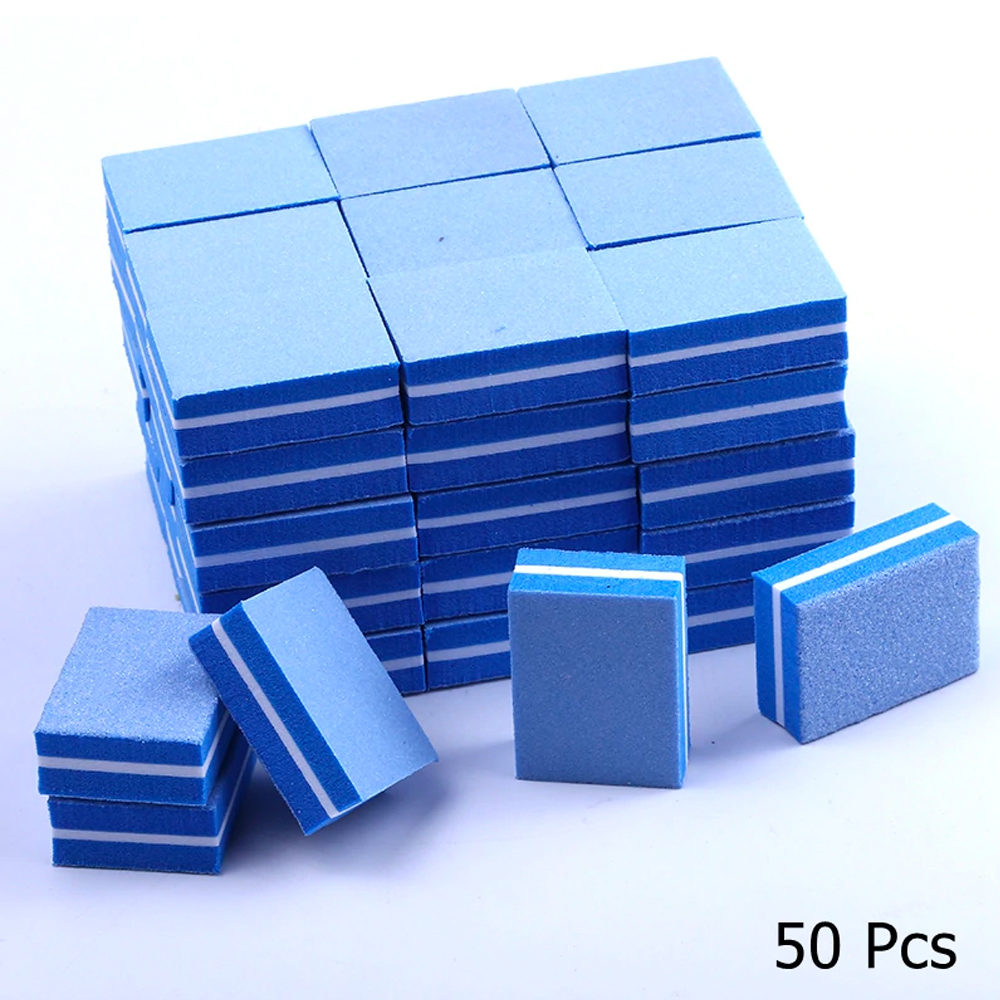 Disposable Nail Buffers Mini Nail Buffer Block Square Double Sided Sponge Nail Buffer 100-180 Grit 50pcs 2WNB