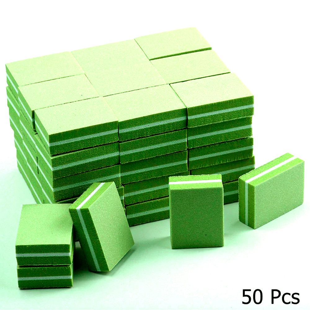 Disposable Nail Buffers Mini Nail Buffer Block Square Double Sided Sponge Nail Buffer 100-180 Grit 50pcs 2WNBG