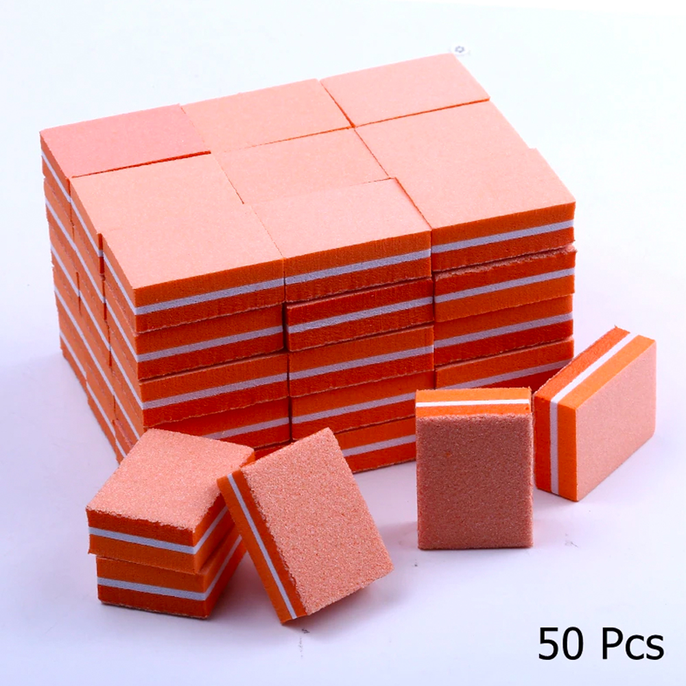 Disposable Nail Buffers Mini Nail Buffer Block Square Double Sided Sponge Nail Buffer 100-180 Grit 50pcs 2WNBO