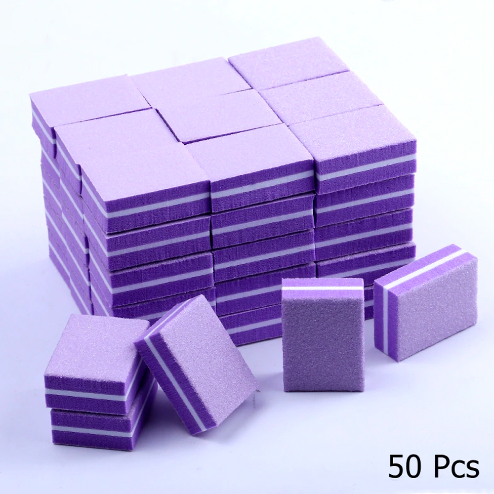 Disposable Nail Buffers Mini Nail Buffer Block Square Double Sided Sponge Nail Buffer 100-180 Grit 50pcs 2WNBPU