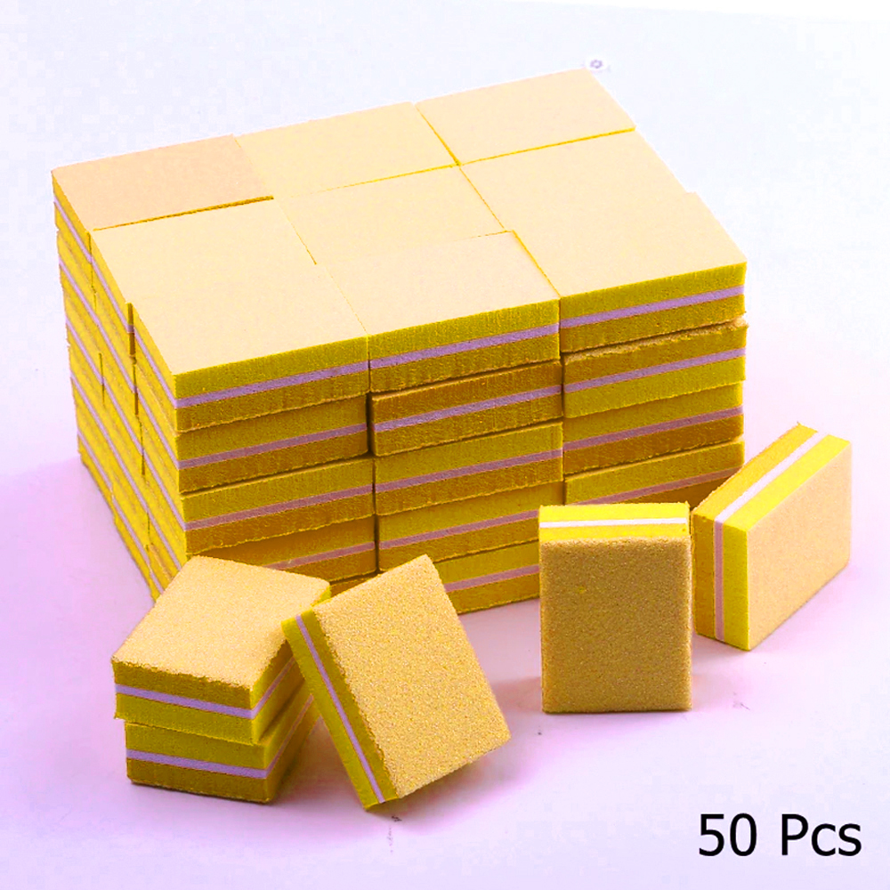 Disposable Nail Buffers Mini Nail Buffer Block Square Double Sided Sponge Nail Buffer 100-180 Grit 50pcs 2WNBY