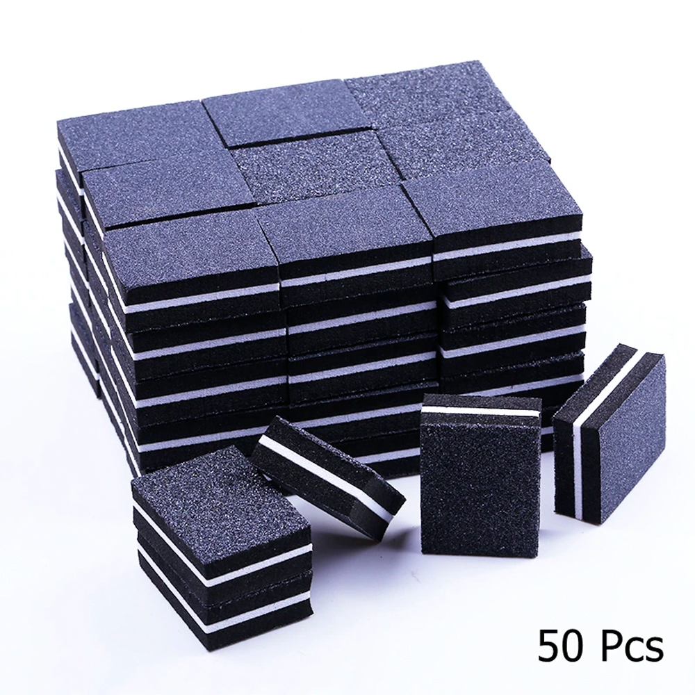 Disposable Nail Buffers Mini Nail Buffer Block Square Double Sided Sponge Nail Buffer 100-180 Grit 50pcs 2WNBBK