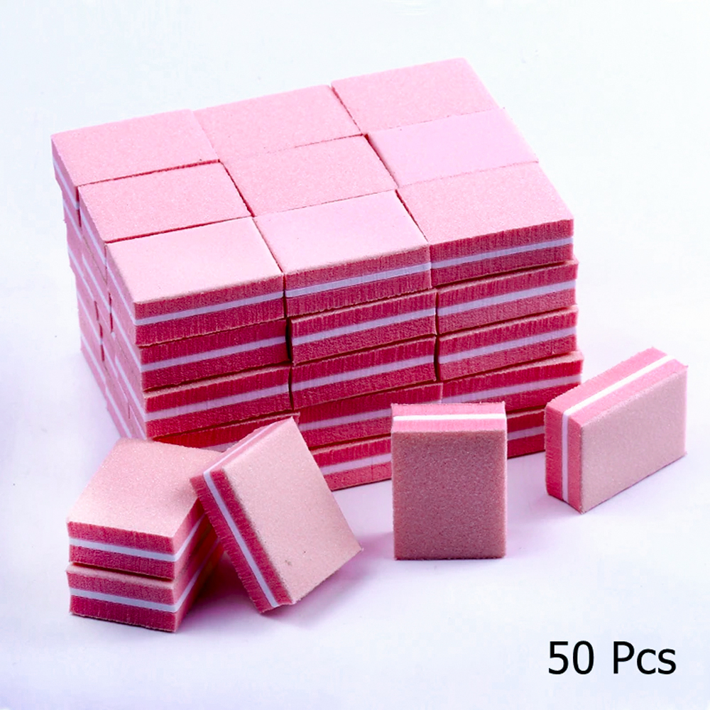 Disposable Nail Buffers Mini Nail Buffer Block Square Double Sided Sponge Nail Buffer 100-180 Grit 50pcs 2WNBLP