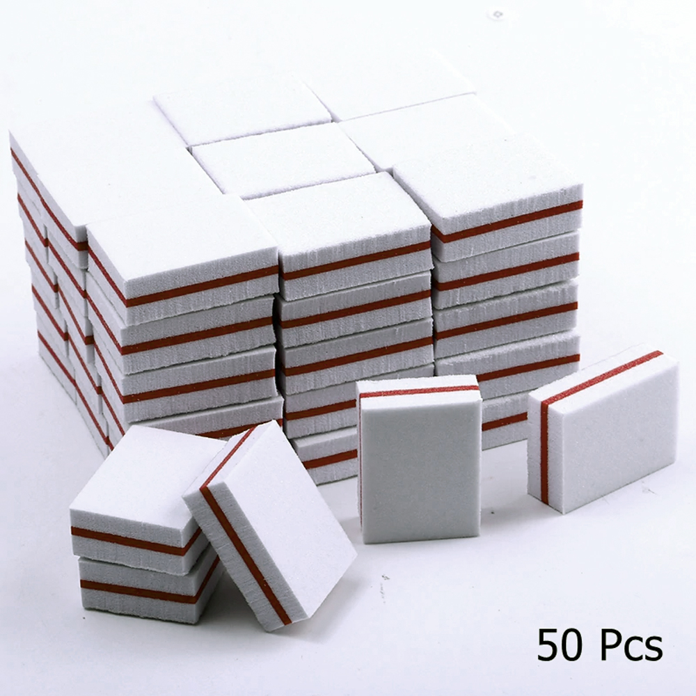 Disposable Nail Buffers Mini Nail Buffer Block Square Double Sided Sponge Nail Buffer 100-180 Grit 50pcss  2WNBOW