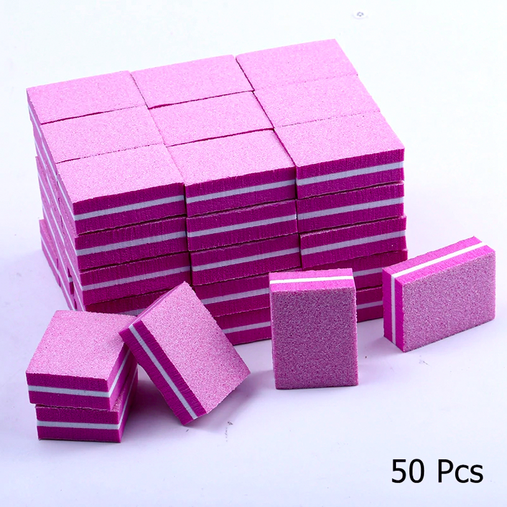 Disposable Nail Buffers Mini Nail Buffer Block Square Double Sided Sponge Nail Buffer 100-180 Grit 50pcs 2WNBPK
