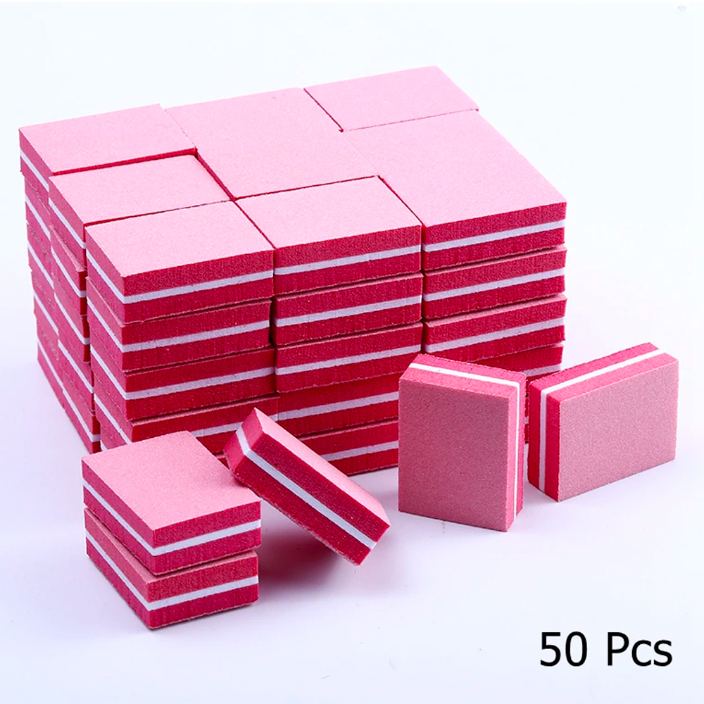 Disposable Nail Buffers Mini Nail Buffer Block Square Double Sided Sponge Nail Buffer 100-180 Grit 50pcs 2WNBR