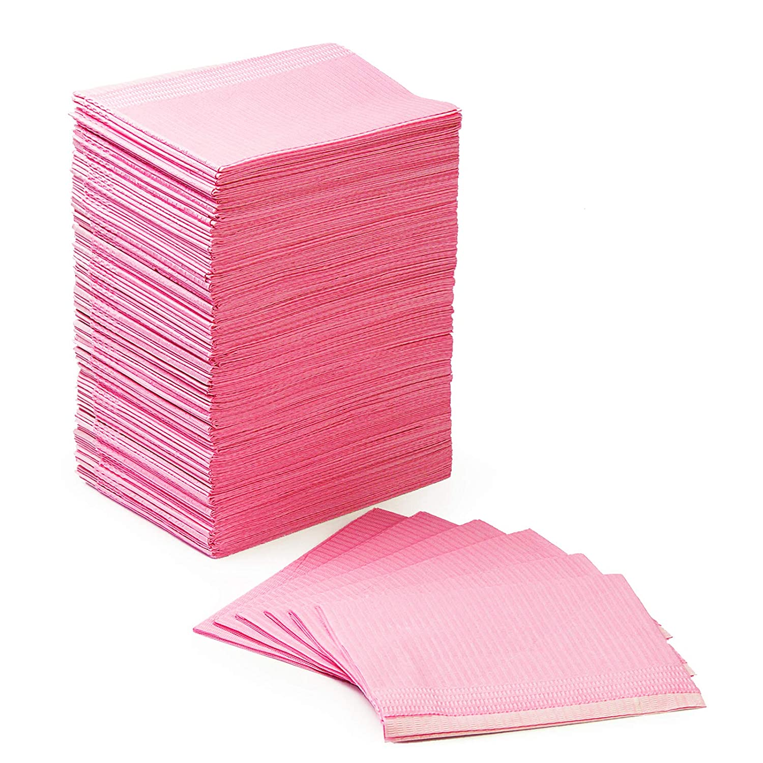 Disposable Bibs 13" x 18" 3 Ply Waterproof Bibs Tattoo Piercing Prevent Leak Through Bib Napkin for Beauty Salon Cleaning 125 pcs/bag