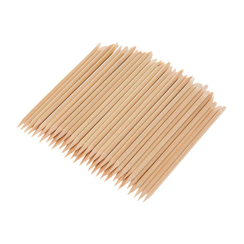 25 Pcs Orange Wood Nail Sticks Double Sided Wood Pusher Manicure Pedicure Tool (17.5 CM)