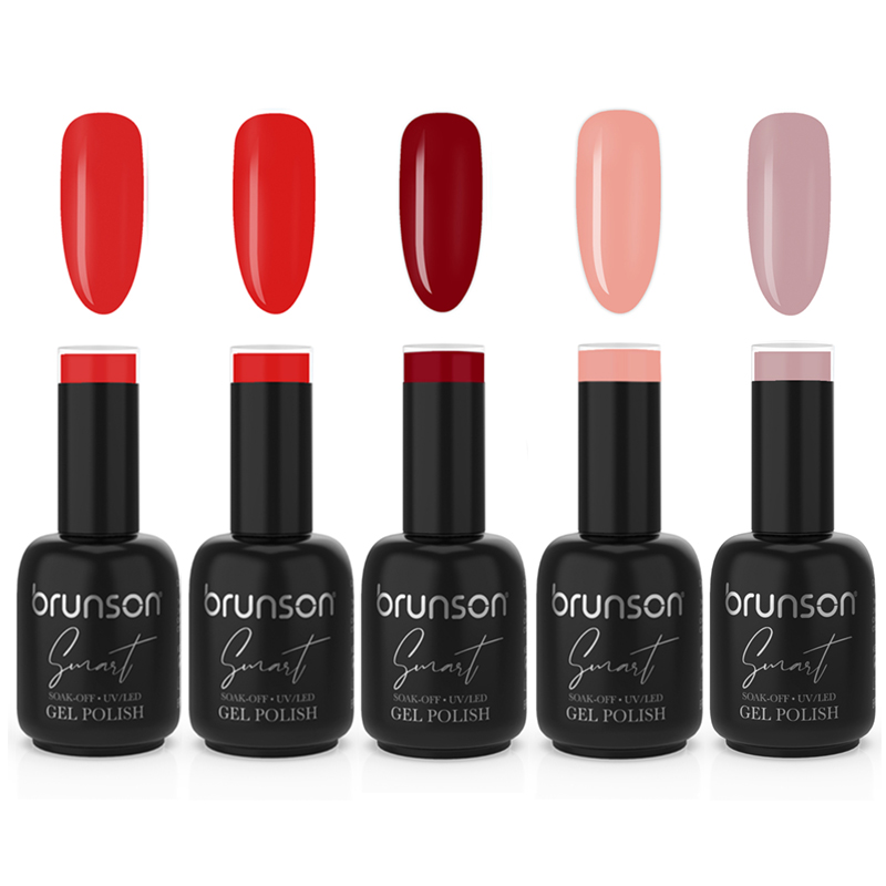 Brunson Smart Gel Polish Kit - Emirates Crew Collections 5pcs | UV/LED Soak-Off, Long-Lasting, High-Shine, Chip-Resistant | Professional Salon-Quality Gel Polish | Vegan, Cruelty-Free, Non-Toxic  BSGEC