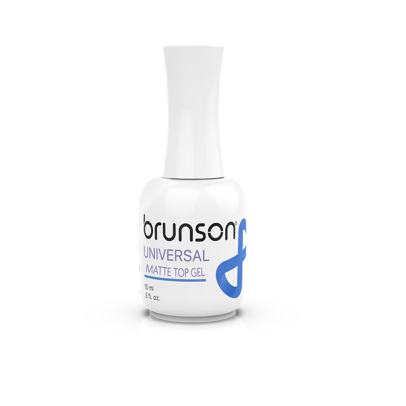 Brunson Universal Matte Top Gel 15ml – Velvet Finish Top Coat – Long-Lasting Soak-Off Gel Polish BUMTC