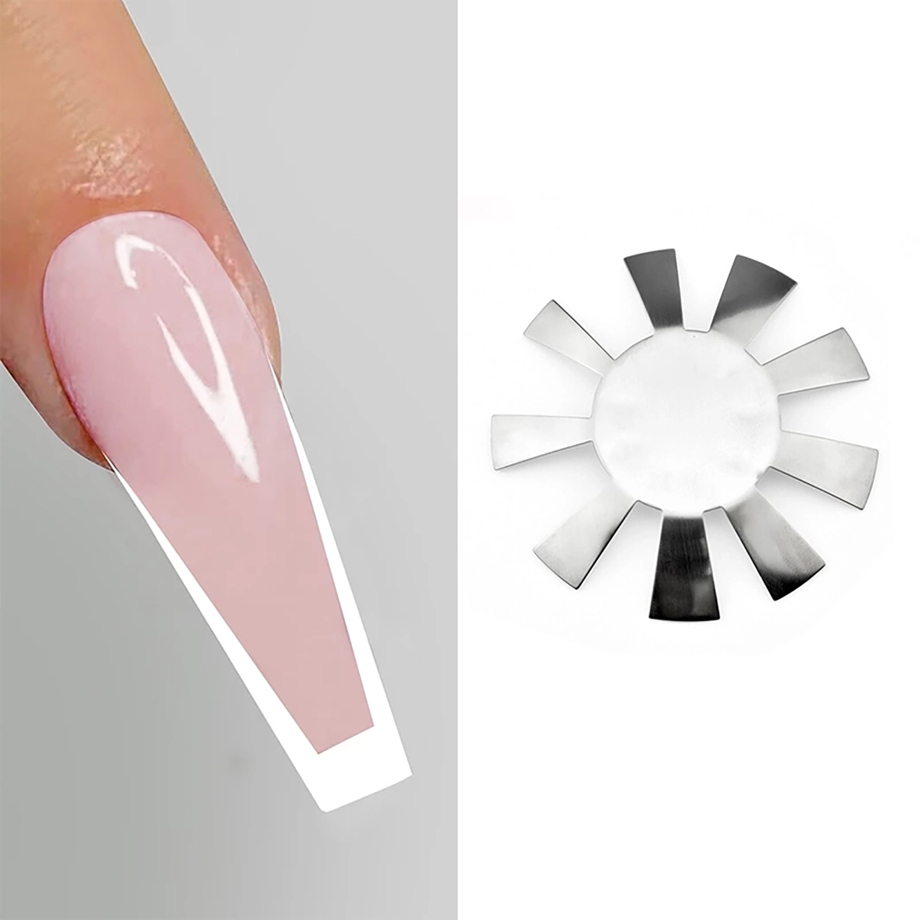 Nail Cutter French Nail Trimmer Acrylic Nail Gel Tool Kit Nails Size Tips Manicure Edge Trimmer Almond Shape for Easy Creating French Guides Smile Line Nail Art Manicure Tool FNCS#U