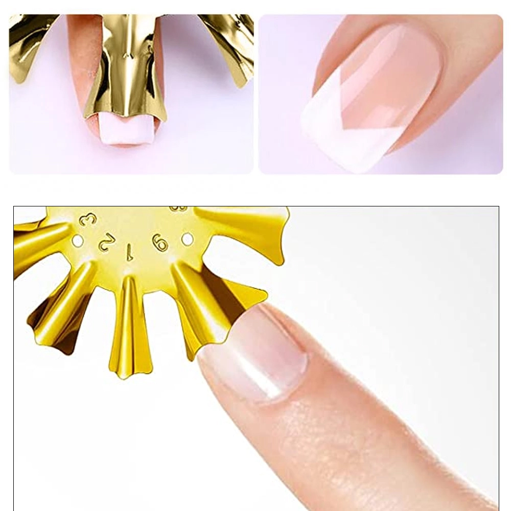 Nail Cutter French Nail Trimmer Acrylic Nail Gel Tool Kit Nails Size Tips Manicure Edge Trimmer Almond Shape for Easy Creating French Guides Smile Line Nail Art Manicure Tool FNCG#C