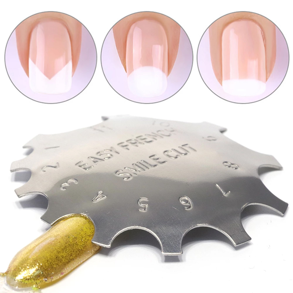 Nail Cutter French Nail Trimmer Acrylic Nail Gel Tool Kit Nails Size Tips Manicure Edge Trimmer Almond Shape for Easy Creating French Guides Smile Line Nail Art Manicure Tool FNCS#A