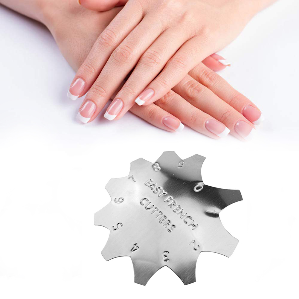 Nail Cutter French Nail Trimmer Acrylic Nail Gel Tool Kit Nails Size Tips Manicure Edge Trimmer Almond Shape for Easy Creating French Guides Smile Line Nail Art Manicure Tool FNCS#D