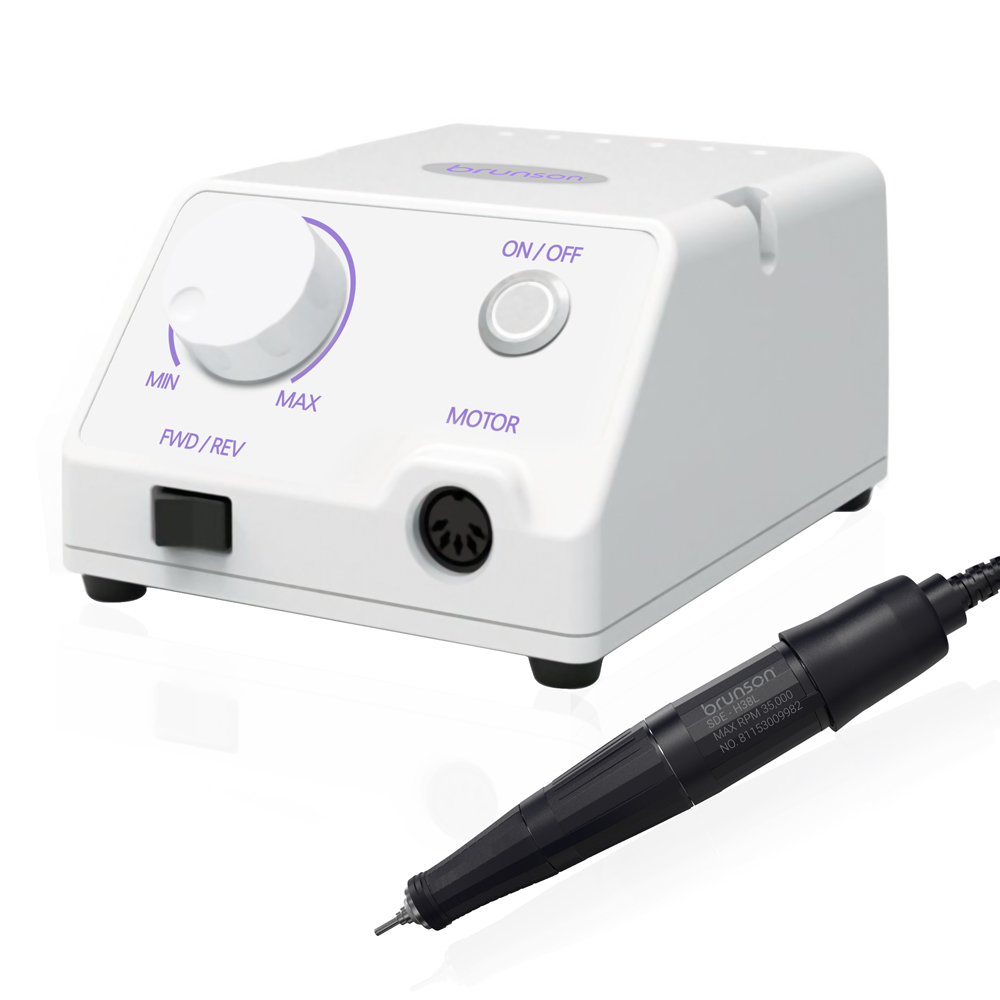 Brunson Professional Sterling Pro Master Nail Drill Machine 35000RPM with black handpiece