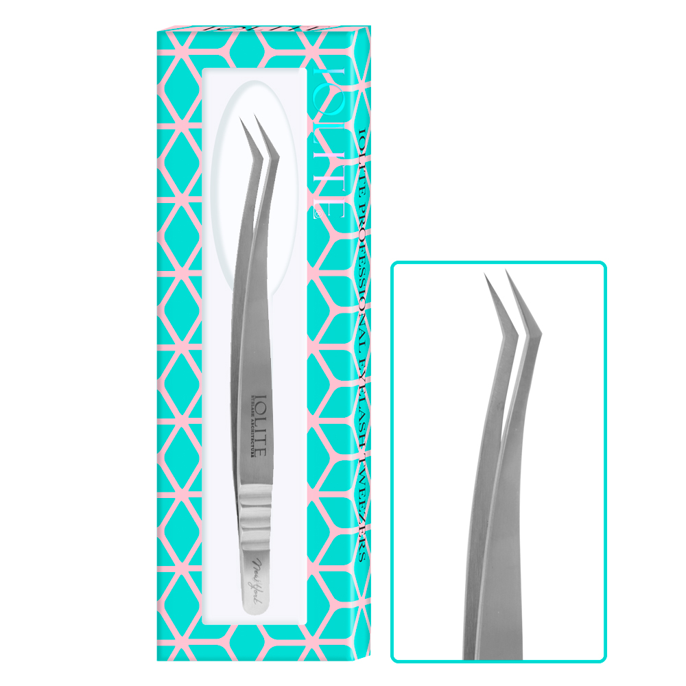 Eyelash Tweezer, Eyelashes Grafting Tweezers Anti-static Stainless Steel Nippers Eyelash Picking Tool for Eye Lash Extensions Supplies Angular ITA011